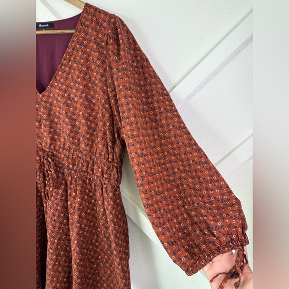Madewell Sophia Tie-Front Midi Dress in Teaberry Floral Size XXL Fall Autumn - Picture 4 of 11